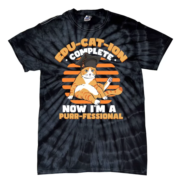 Funny Graduation Cat Tie-Dye T-Shirt