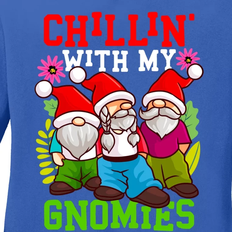 Funny Gnomes Chillin With My Gnomies Friend Group Funny Gift Ladies Long Sleeve Shirt