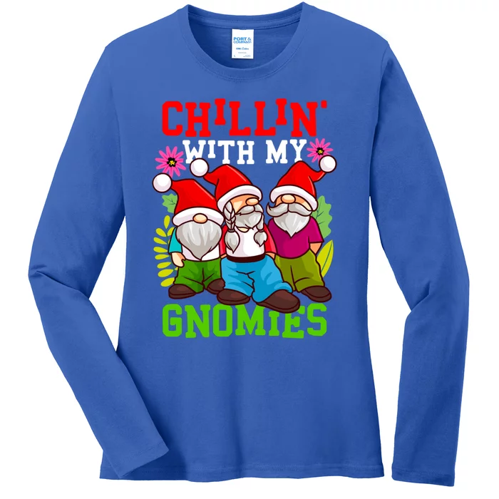 Funny Gnomes Chillin With My Gnomies Friend Group Funny Gift Ladies Long Sleeve Shirt