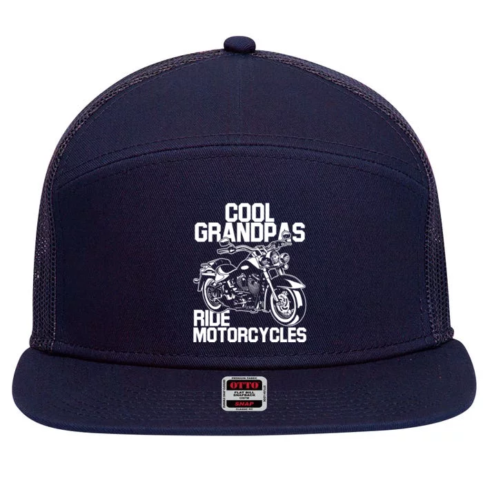 Funny Grandfather Cool Grandpas Ride Motorcycles Biker Cool Gift 7 Panel Mesh Trucker Snapback Hat