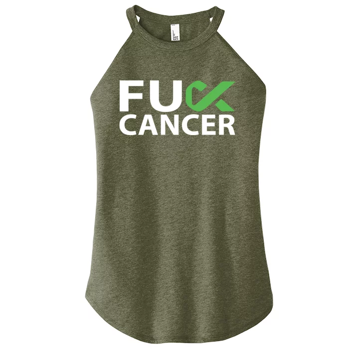 Fuck Gallbladder Cancer F U Fu Green Ribbon Cancer Awareness Gift Women’s Perfect Tri Rocker Tank