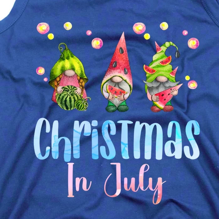 Funny Gnomes Christmas In July Watermelon Christmas In July Cool Gift Tank Top