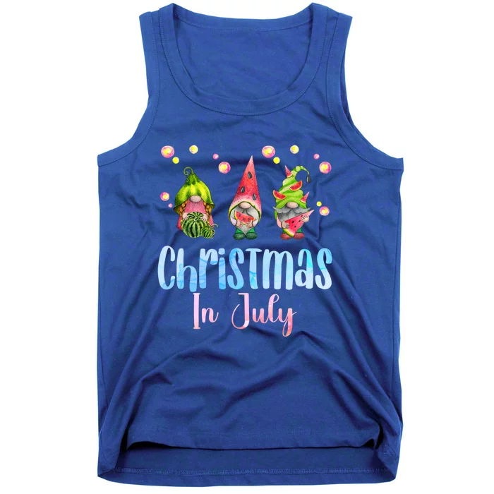 Funny Gnomes Christmas In July Watermelon Christmas In July Cool Gift Tank Top