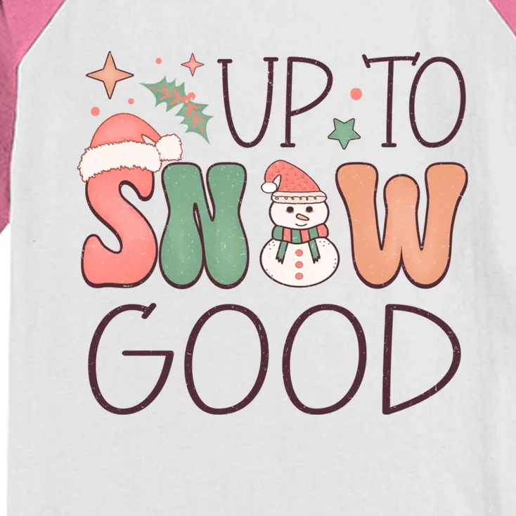 Funny Groovy Christmas Up To Snow Good Gift Kids Colorblock Raglan Jersey