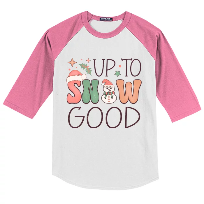 Funny Groovy Christmas Up To Snow Good Gift Kids Colorblock Raglan Jersey