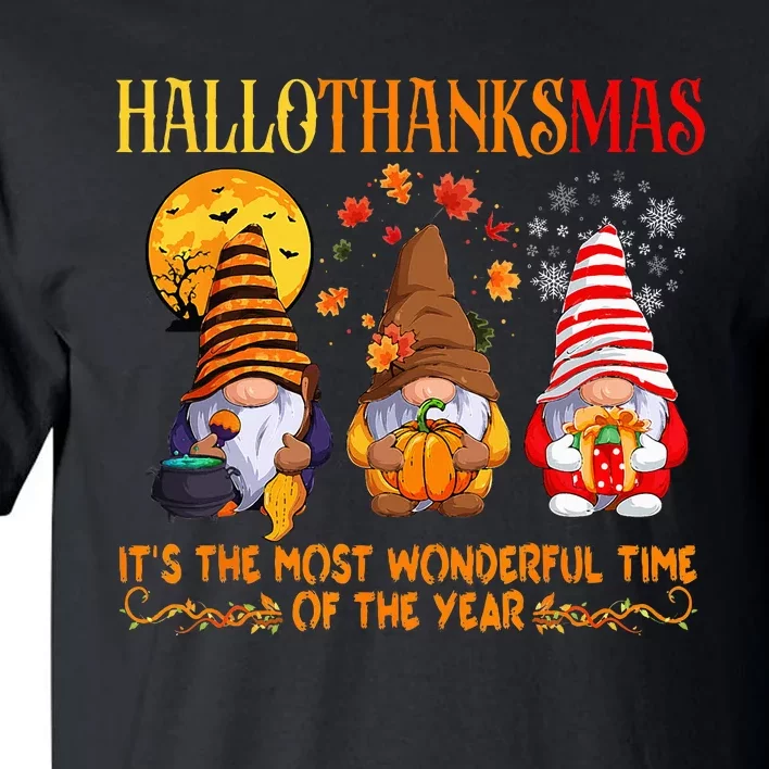 Festive Gnomes Celebrating Hallothanksmas Tall T-Shirt