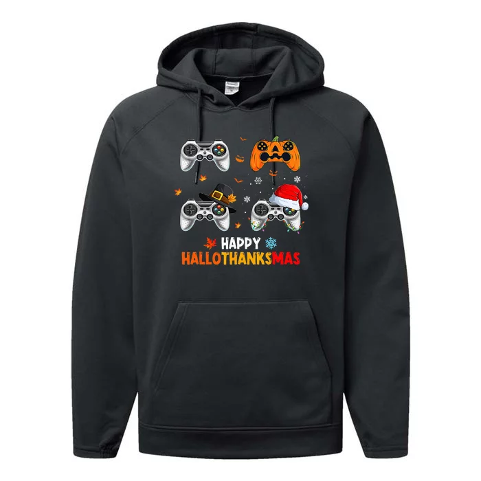 Festive Gaming Celebration Hallothanksmas Fun Performance Fleece Hoodie