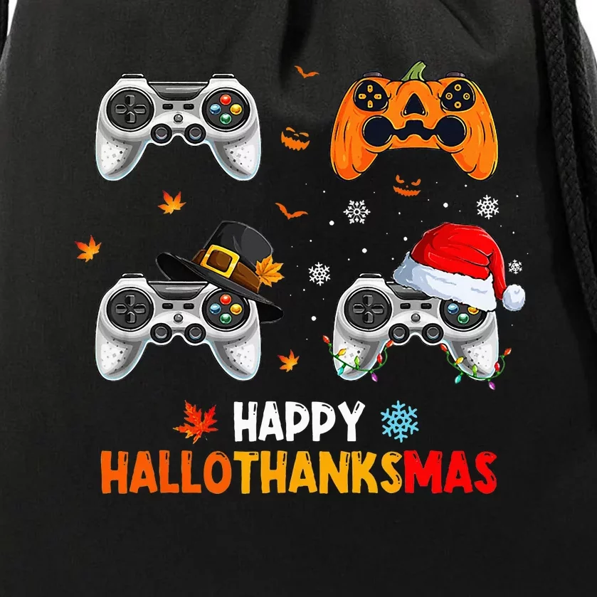 Festive Gaming Celebration Hallothanksmas Fun Drawstring Bag