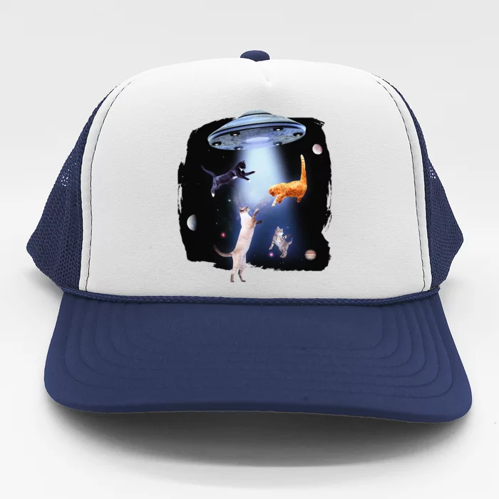 Funny Galaxy Cat Space Kitty Planets Galaxy Trucker Hat