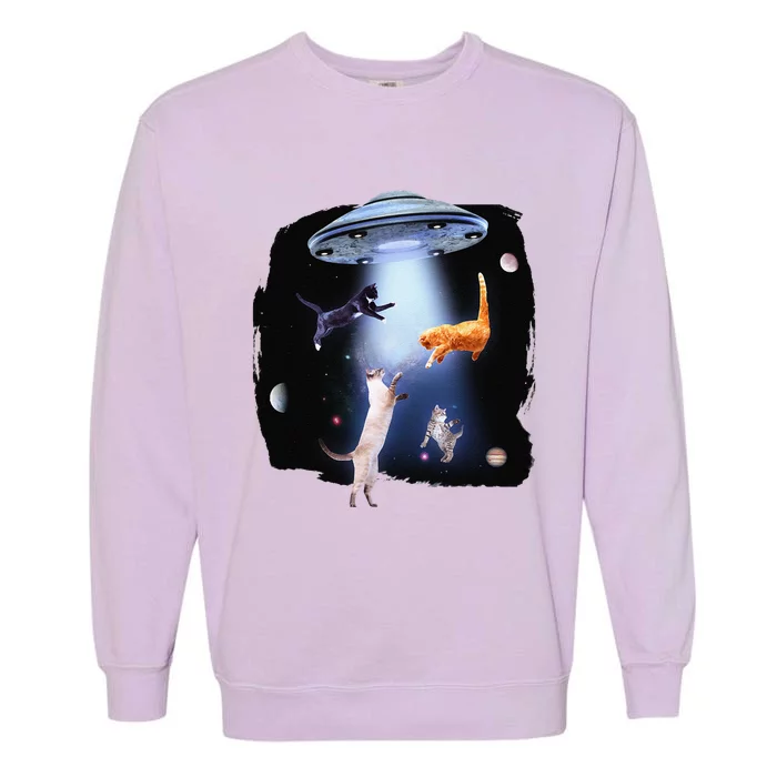 Funny Galaxy Cat Space Kitty Planets Galaxy Garment-Dyed Sweatshirt