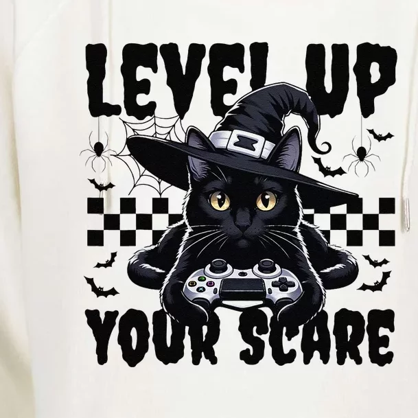 Funny Gamer Cat For Video Game Lovers Halloween Gaming Womens Funnel Neck Pullover Hood