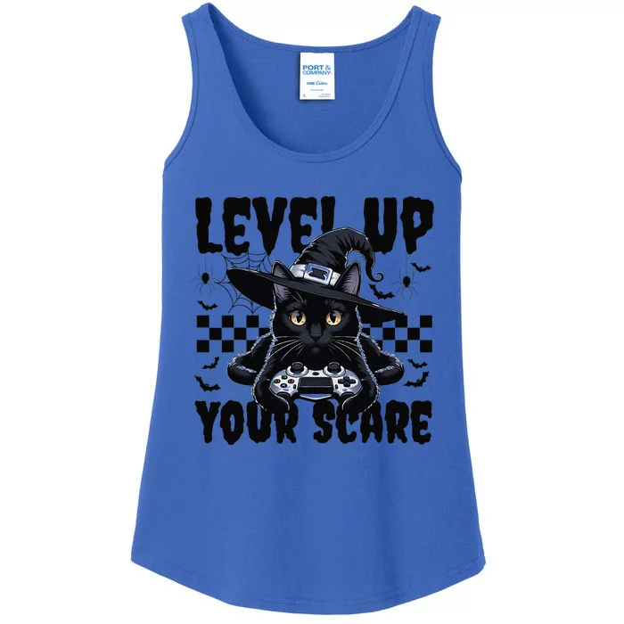 Funny Gamer Cat For Video Game Lovers Halloween Gaming Ladies Essential Tank