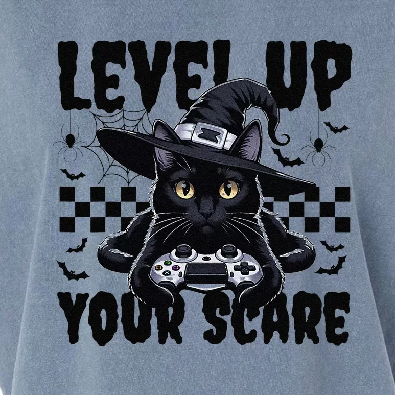 Funny Gamer Cat For Video Game Lovers Halloween Gaming Garment-Dyed Women's Muscle Tee