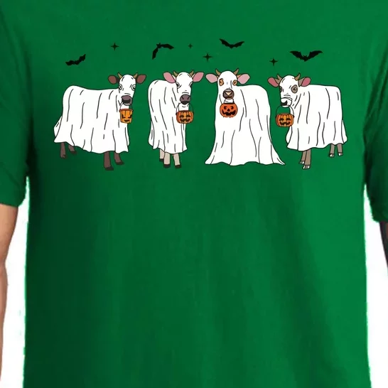 Funny Ghost Cows Halloween Animals Cow Lover Spooky Season Pajama Set