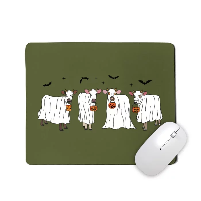 Funny Ghost Cows Halloween Animals Cow Lover Spooky Season Mousepad