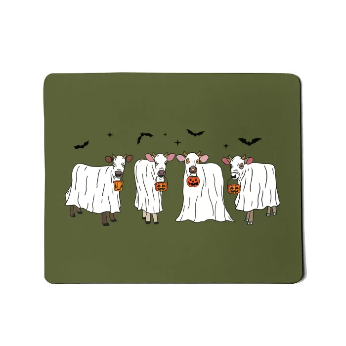 Funny Ghost Cows Halloween Animals Cow Lover Spooky Season Mousepad