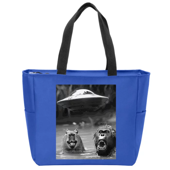 Funny Graphic Capybara Bigfoot Sasquatch Alien Ufo Zip Tote Bag