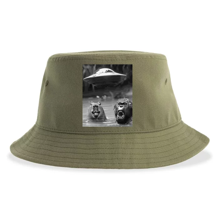 Funny Graphic Capybara Bigfoot Sasquatch Alien Ufo Sustainable Bucket Hat