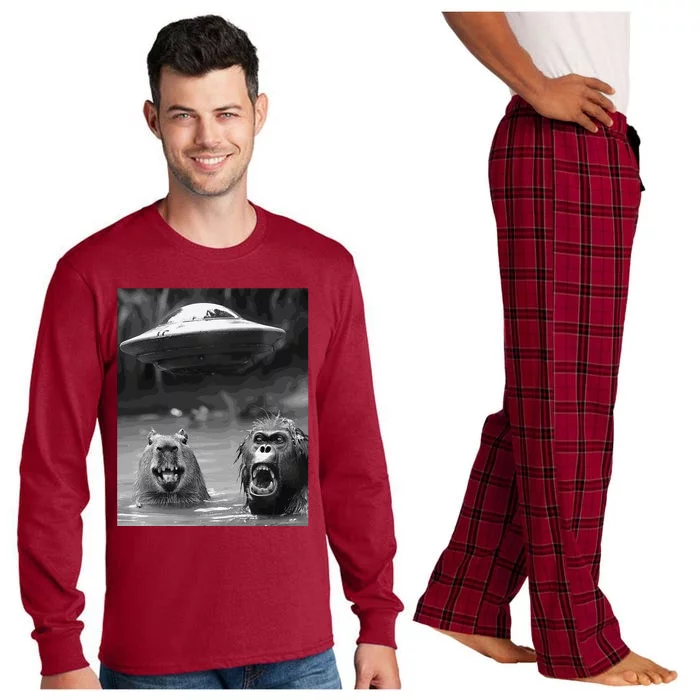 Funny Graphic Capybara Bigfoot Sasquatch Alien Ufo Long Sleeve Pajama Set