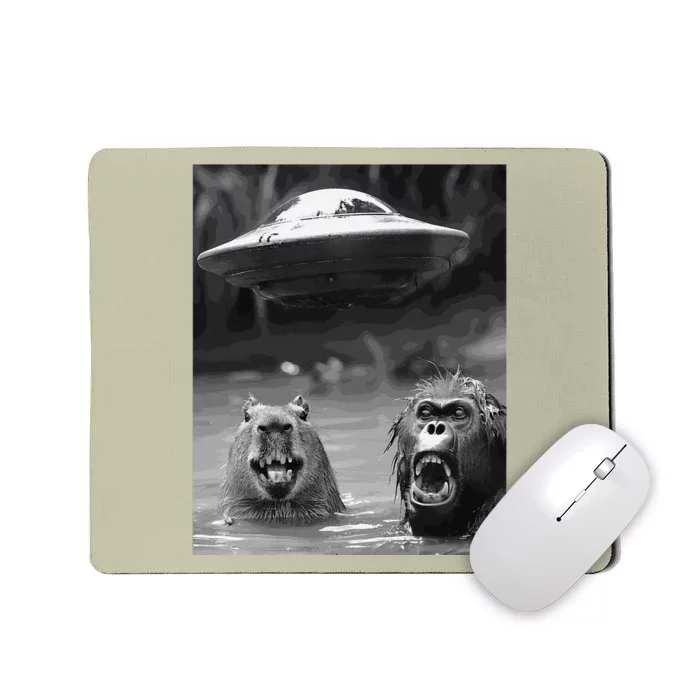 Funny Graphic Capybara Bigfoot Sasquatch Alien Ufo Mousepad