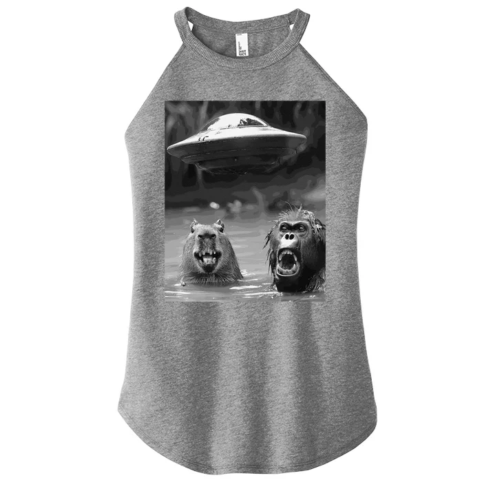 Funny Graphic Capybara Bigfoot Sasquatch Alien Ufo Women’s Perfect Tri Rocker Tank