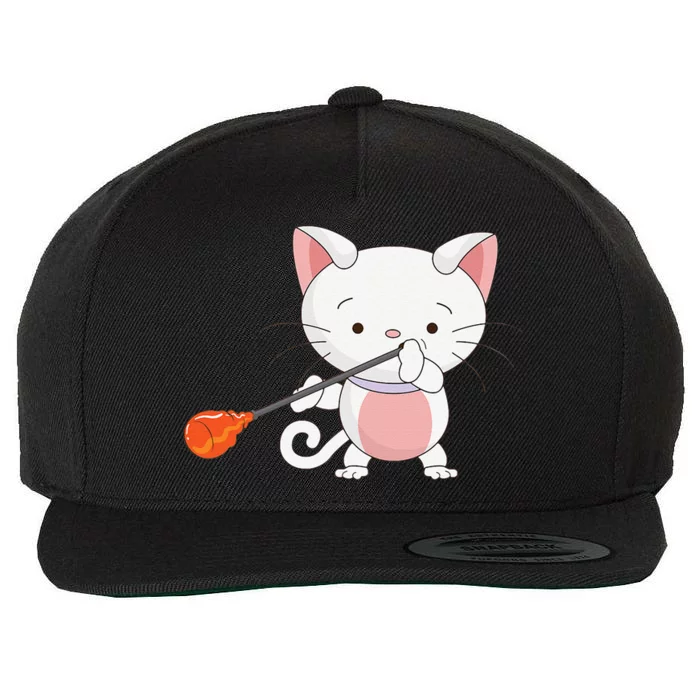 Funny Glassblowing Cute Cat Cartoon Gift Wool Snapback Cap