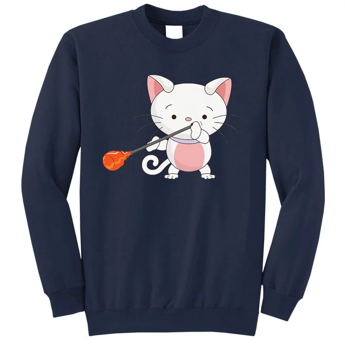 Funny Glassblowing Cute Cat Cartoon Gift Tall Sweatshirt