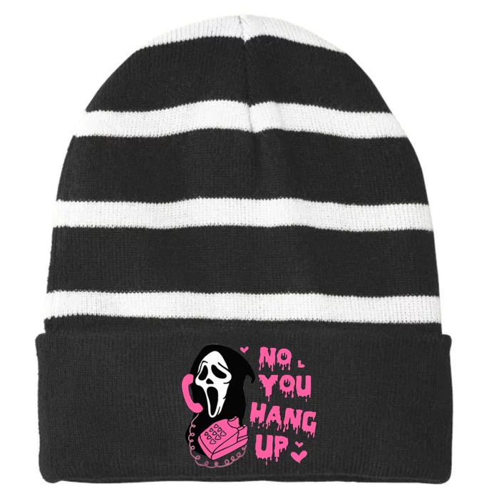 Funny Ghost Calling Halloween Costume No You Hang Up Striped Beanie with Solid Band