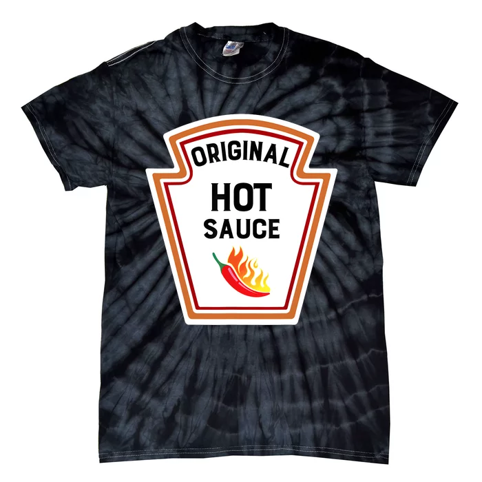 Funny Group Condiments Halloween Costume Original Hot Sauce Tie-Dye T-Shirt