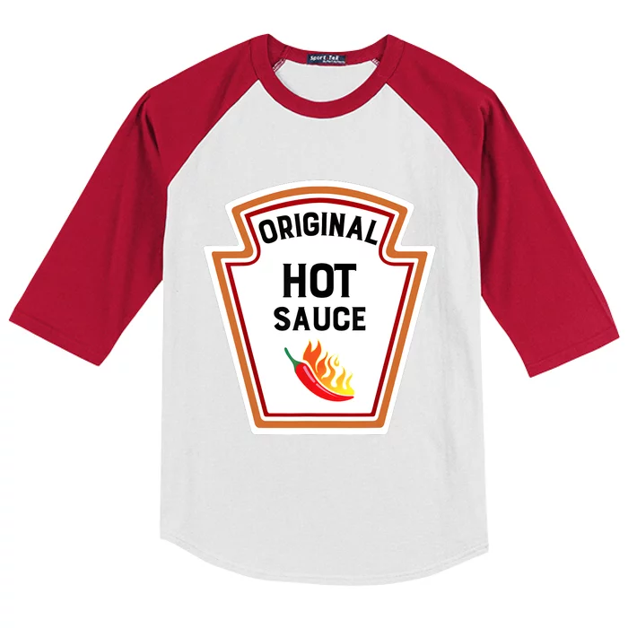 Funny Group Condiments Halloween Costume Original Hot Sauce Kids Colorblock Raglan Jersey