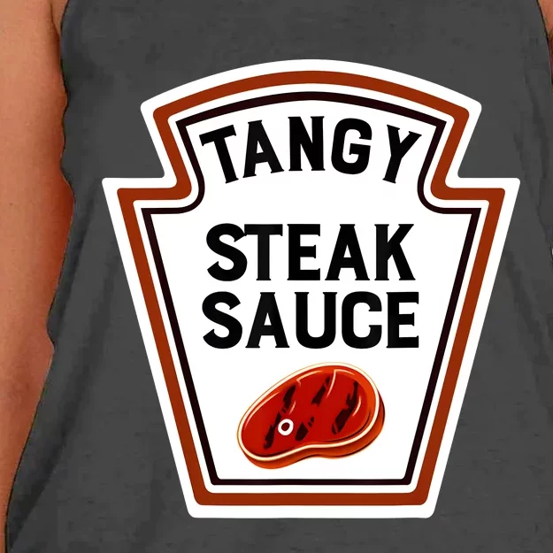 Funny Group Condiments Halloween Costume Tangy Steak Sauce Women's Knotted Racerback Tank