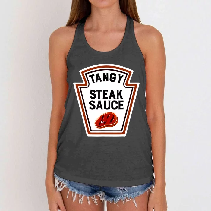 Funny Group Condiments Halloween Costume Tangy Steak Sauce Women's Knotted Racerback Tank