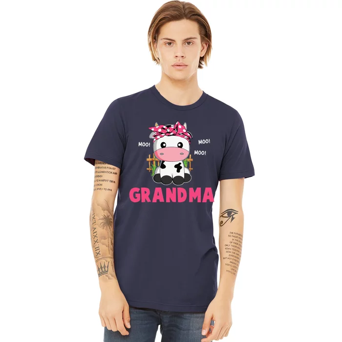 Funny Grandma Cow Cute Cow Farmer Birthday Matching Family Premium T-Shirt