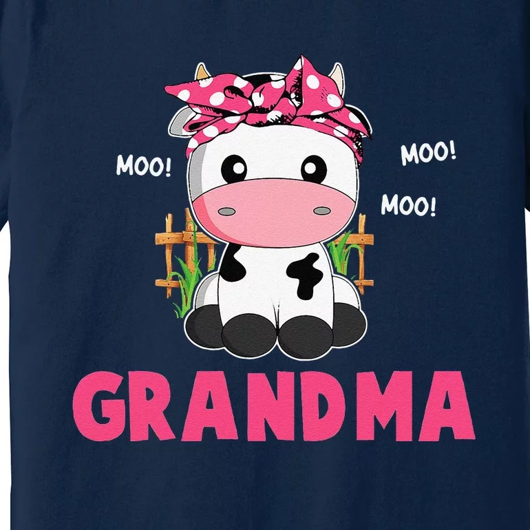 Funny Grandma Cow Cute Cow Farmer Birthday Matching Family Premium T-Shirt