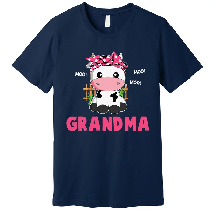 Funny Grandma Cow Cute Cow Farmer Birthday Matching Family Premium T-Shirt