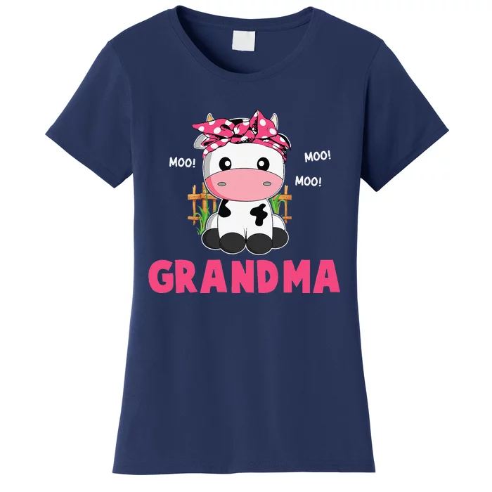 Funny Grandma Cow Cute Cow Farmer Birthday Matching Family Women's T-Shirt