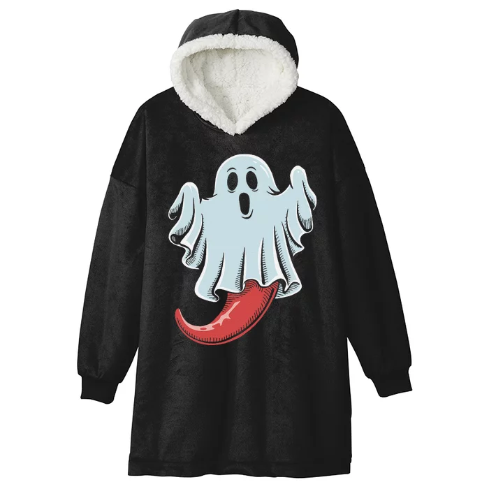 Funny Ghost Chili Pepper Lovers Spooky Halloween Hooded Wearable Blanket