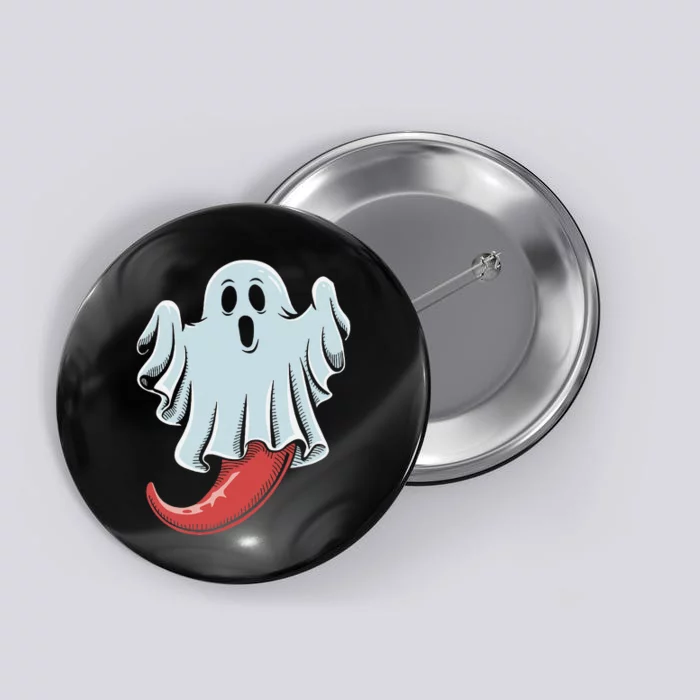 Funny Ghost Chili Pepper Lovers Spooky Halloween Button