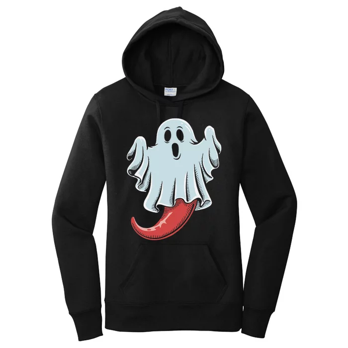 Funny Ghost Chili Pepper Lovers Spooky Halloween Women's Pullover Hoodie