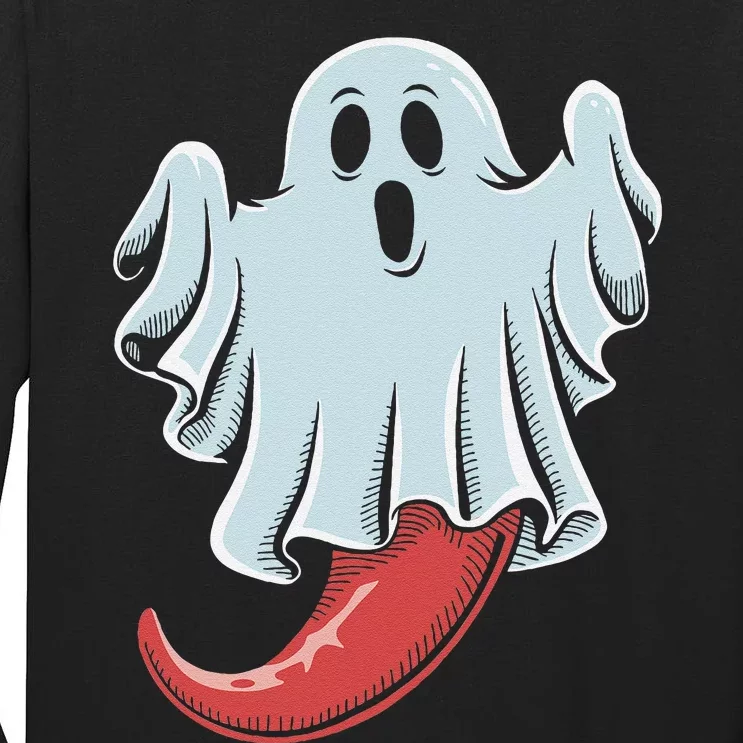 Funny Ghost Chili Pepper Lovers Spooky Halloween Tall Long Sleeve T-Shirt