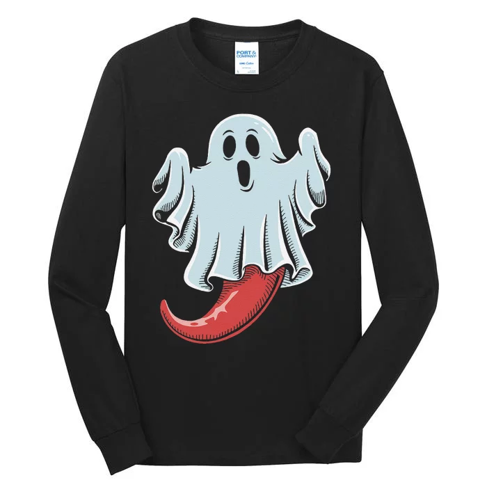 Funny Ghost Chili Pepper Lovers Spooky Halloween Tall Long Sleeve T-Shirt