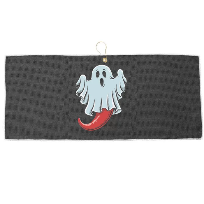 Funny Ghost Chili Pepper Lovers Spooky Halloween Large Microfiber Waffle Golf Towel