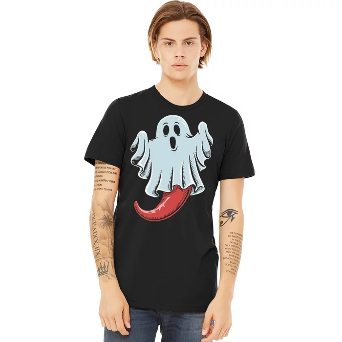 Funny Ghost Chili Pepper Lovers Spooky Halloween Premium T-Shirt