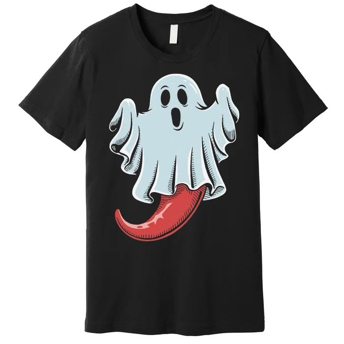 Funny Ghost Chili Pepper Lovers Spooky Halloween Premium T-Shirt