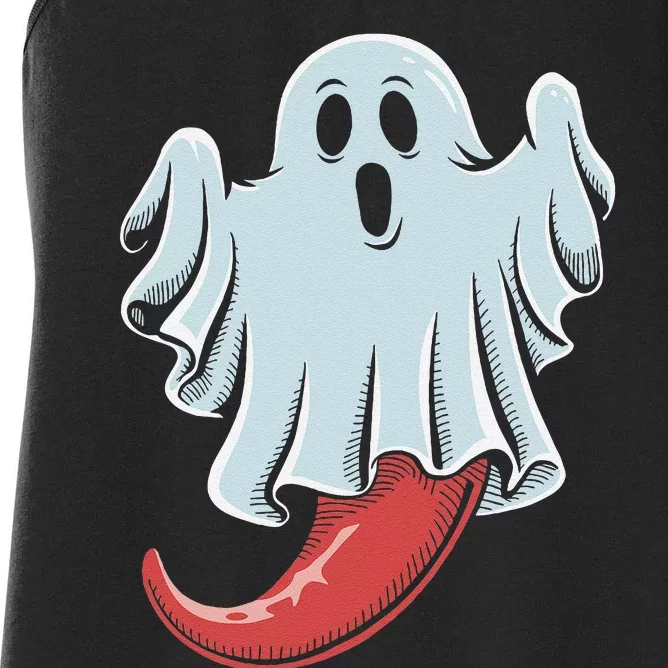 Funny Ghost Chili Pepper Lovers Spooky Halloween Women's Racerback Tank