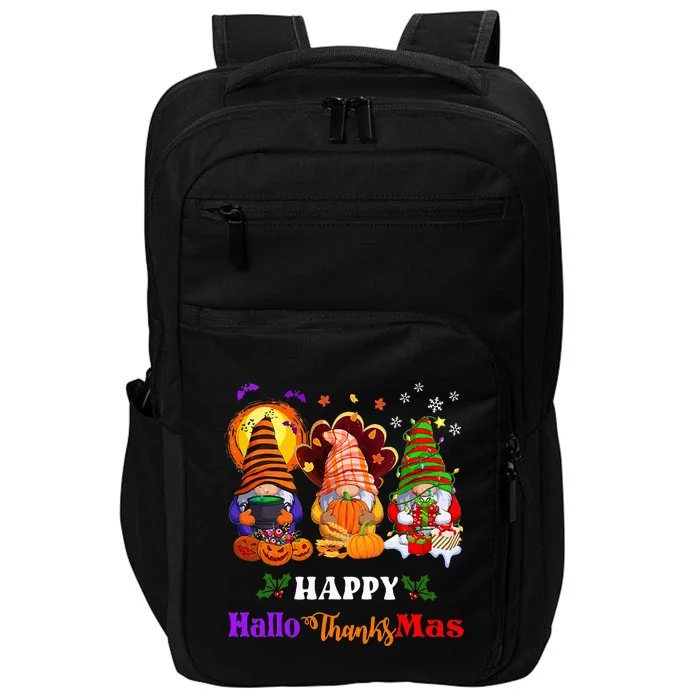 Festive Gnomes Celebrating Halloween and Christmas Impact Tech Backpack