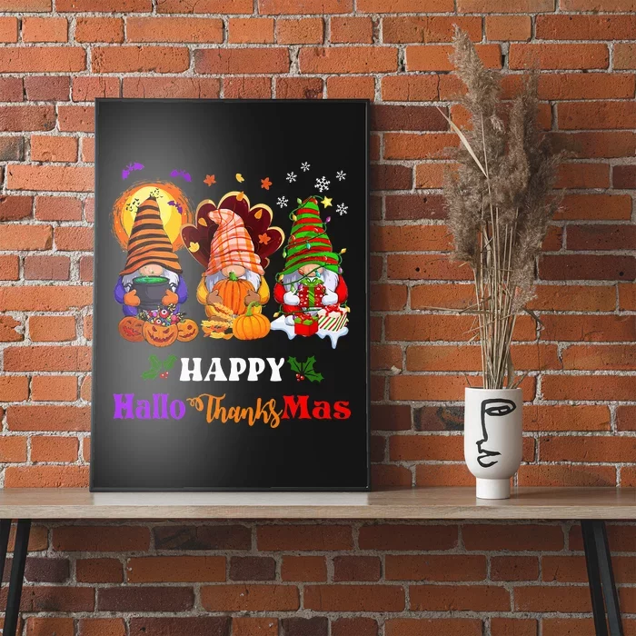 Festive Gnomes Celebrating Halloween and Christmas Poster