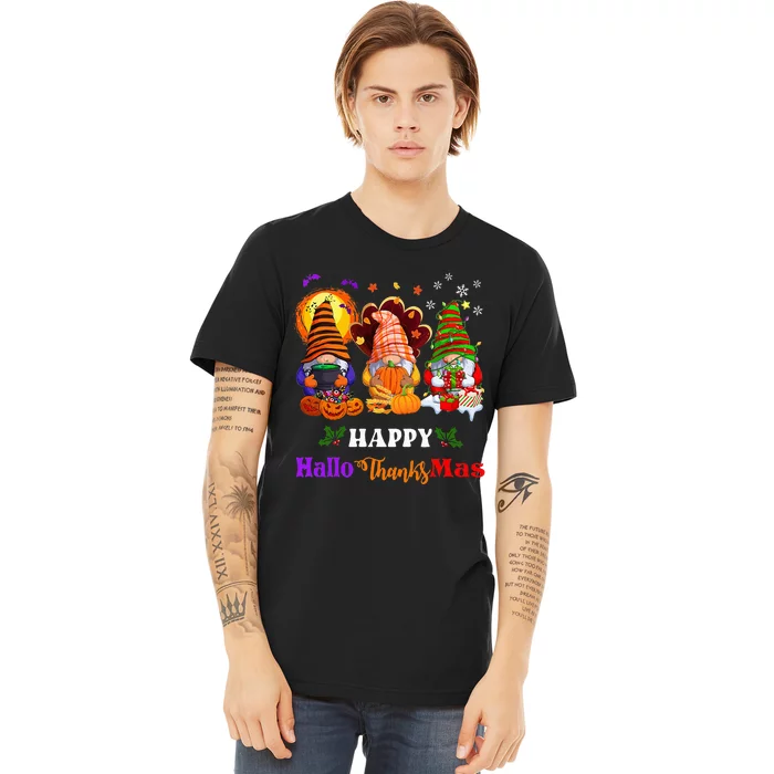 Festive Gnomes Celebrating Halloween and Christmas Premium T-Shirt