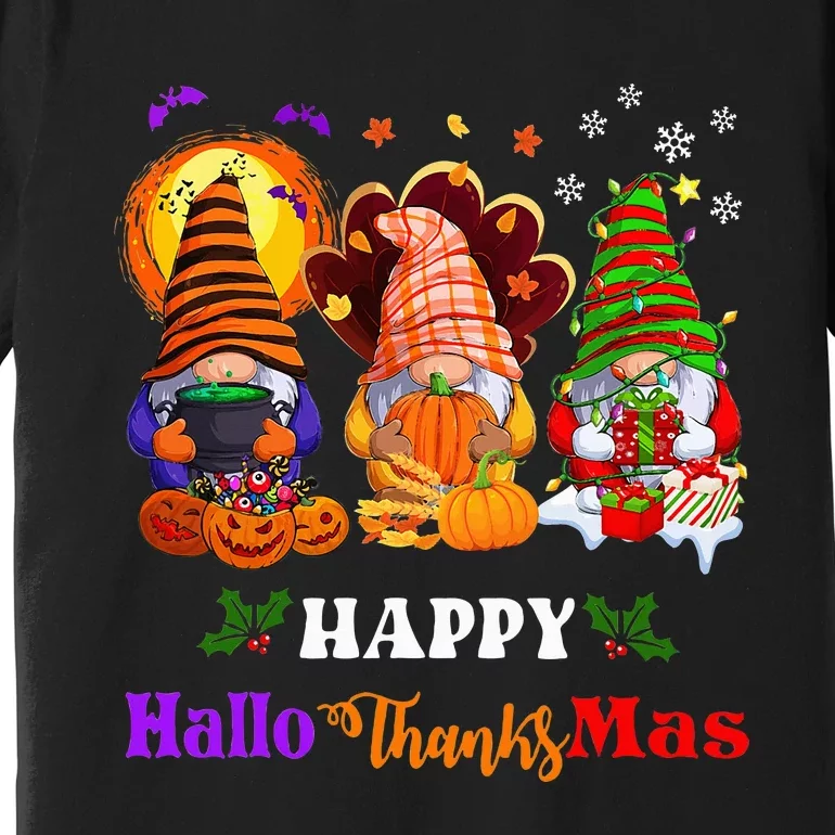 Festive Gnomes Celebrating Halloween and Christmas Premium T-Shirt