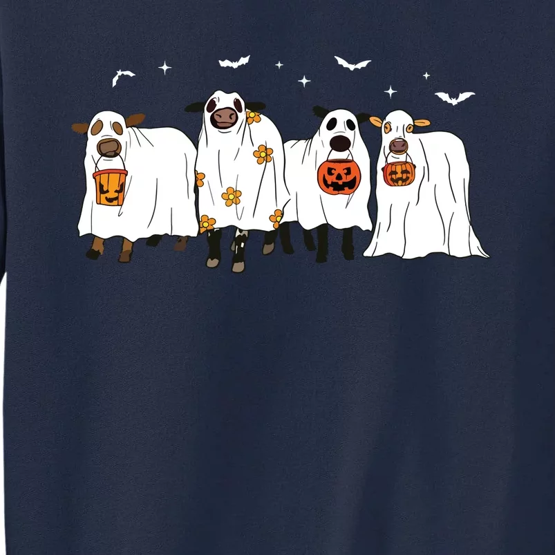 Funny Ghost Cows Halloween Cute Outfit Adults Tall Sweatshirt